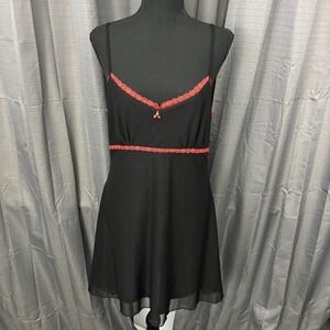 Daisy Street Mini Lace Trim Sheer Overlay Slip Dress Womens S Black Cherry Charm